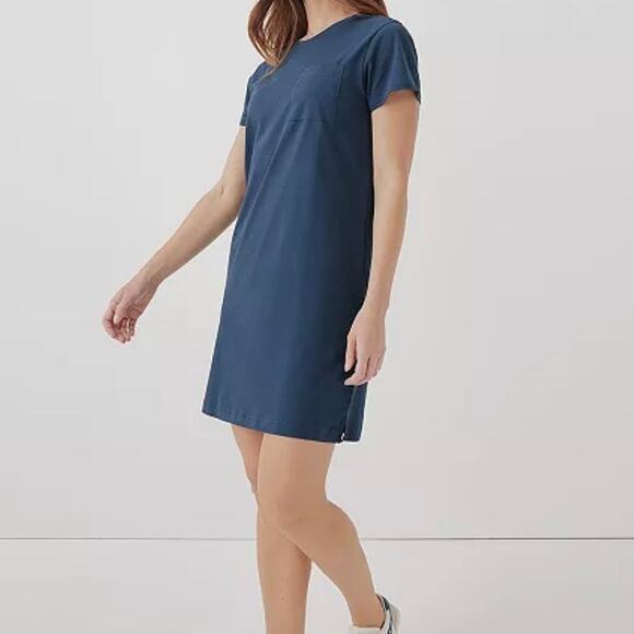 Pact Women's Organic Softspun Cotton Pocket Tee Dress Medium Blue - Picture 14 of 14